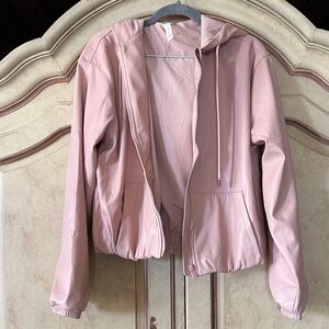 Boutique Brand Women's Hooded Bomber Jacket in Blush Pink